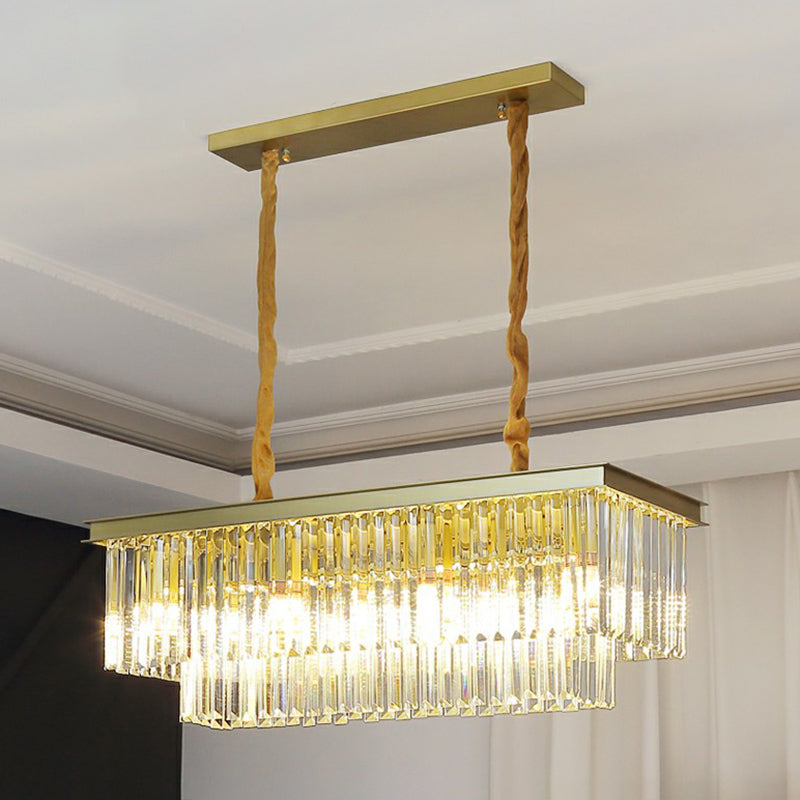 Minimalist Prismatic Crystal Restaurant Pendant Light - Rectangular Island 14 / Gold