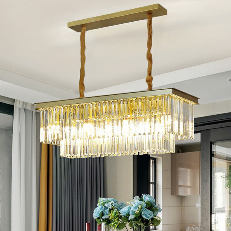 Minimalist Prismatic Crystal Restaurant Pendant Light - Rectangular Island