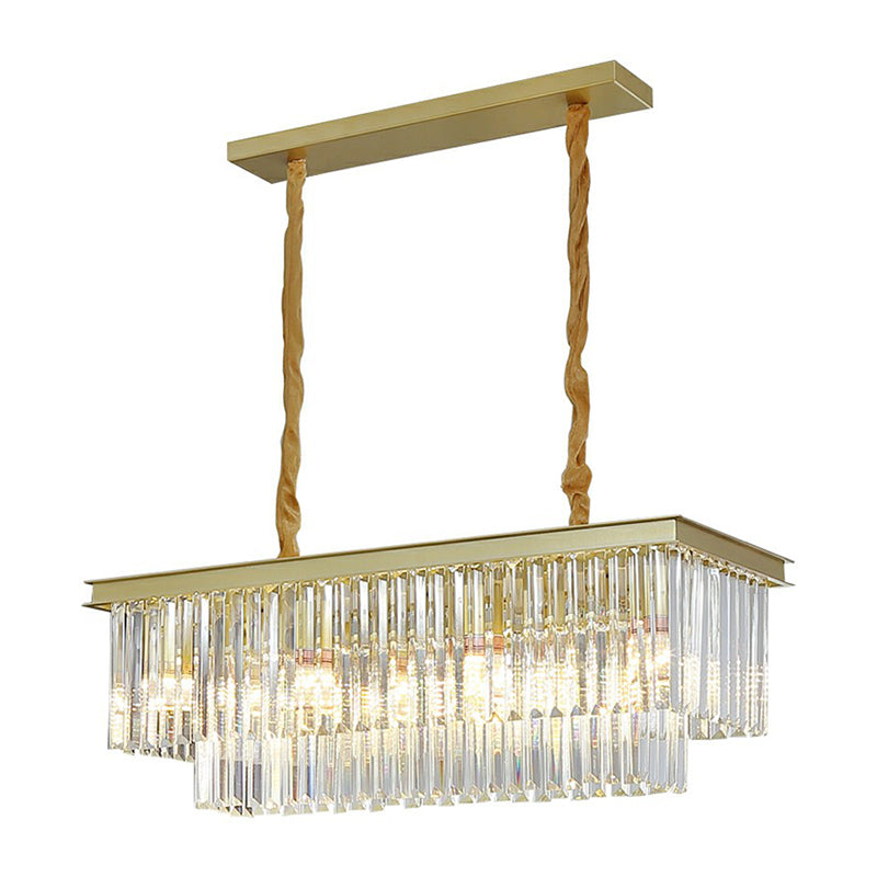 Minimalist Prismatic Crystal Restaurant Pendant Light - Rectangular Island