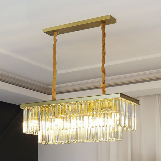 Minimalist Prismatic Crystal Restaurant Pendant Light - Rectangular Island 11 / Gold