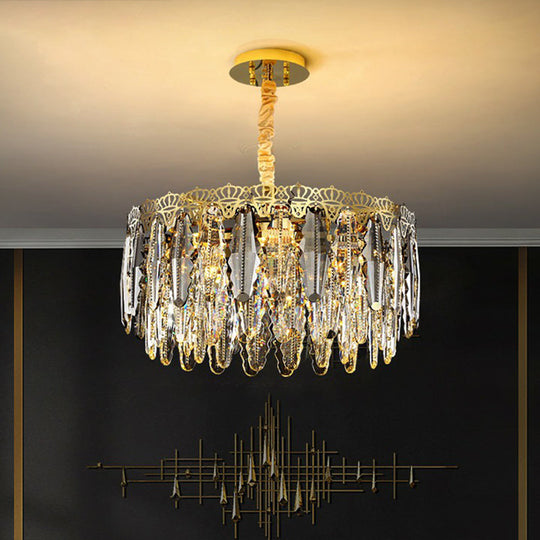 Minimalist Crystal Leaf Pendant Light - Elegant Chandelier for Bedroom