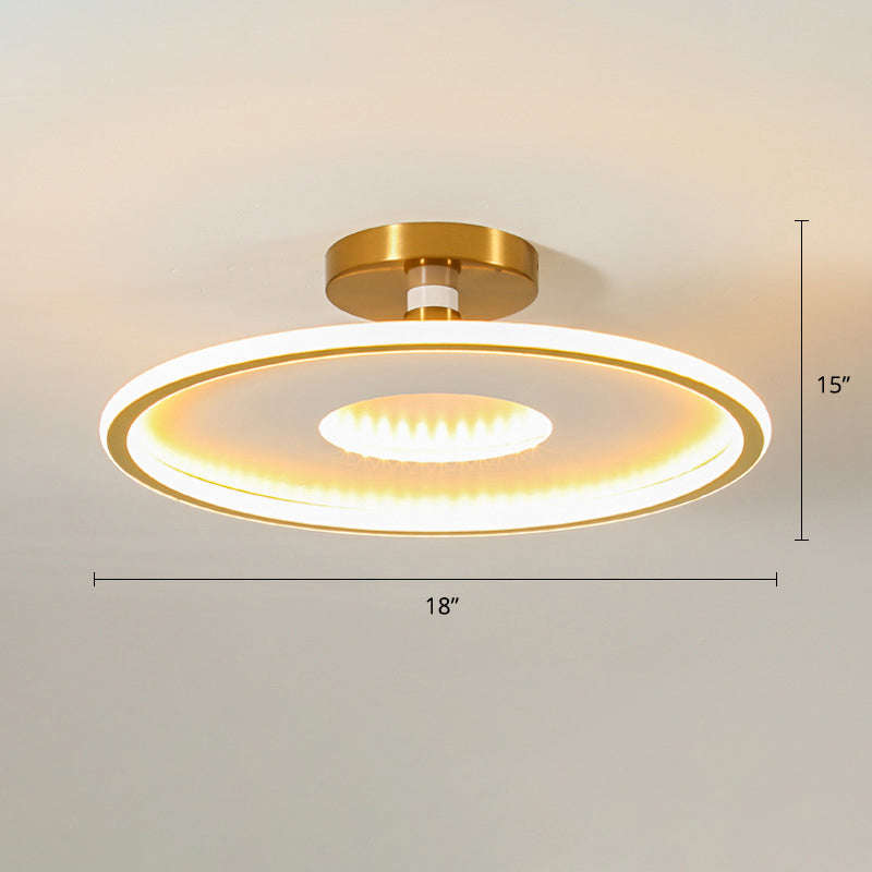 Simplicity Metal LED Ceiling Light | Disc Semi Flush Mount Fixture for Bedrooms