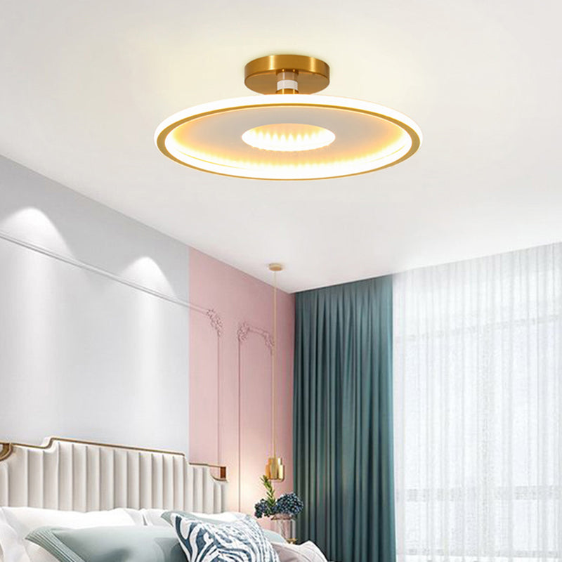 Simplicity Metal LED Ceiling Light | Disc Semi Flush Mount Fixture for Bedrooms