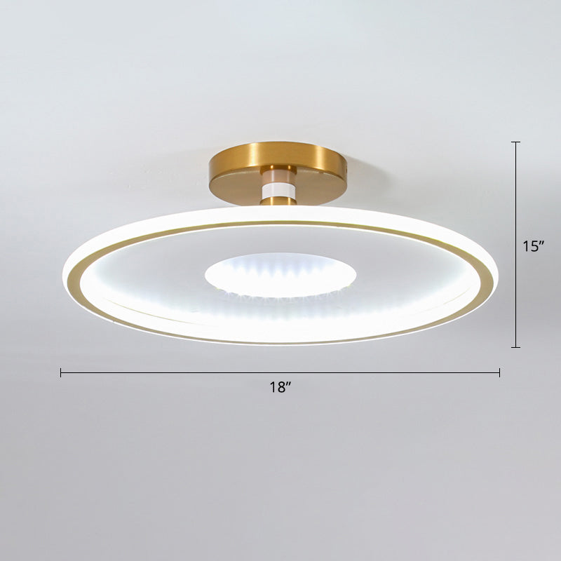 Simplicity Metal LED Ceiling Light | Disc Semi Flush Mount Fixture for Bedrooms