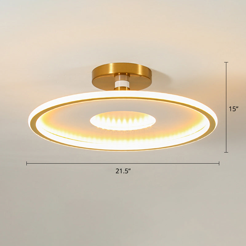 Simplicity Metal LED Ceiling Light | Disc Semi Flush Mount Fixture for Bedrooms