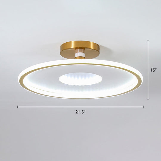 Simplicity Metal LED Ceiling Light | Disc Semi Flush Mount Fixture for Bedrooms