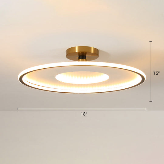 Simplicity Metal LED Ceiling Light | Disc Semi Flush Mount Fixture for Bedrooms