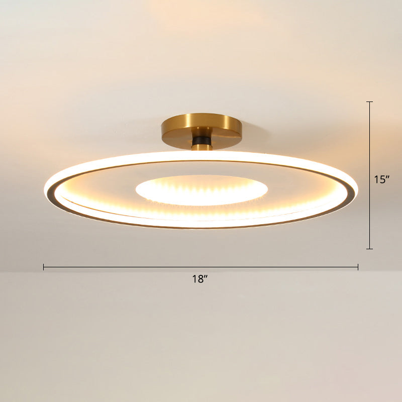 Simplicity Metal LED Ceiling Light | Disc Semi Flush Mount Fixture for Bedrooms