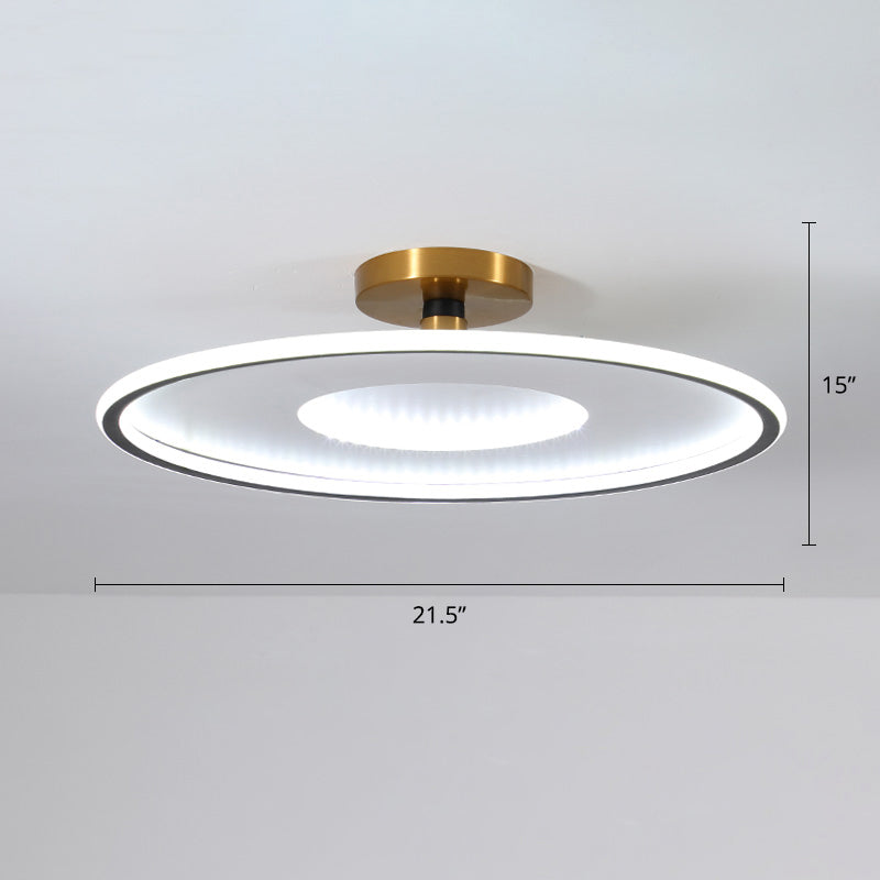 Simplicity Metal LED Ceiling Light | Disc Semi Flush Mount Fixture for Bedrooms