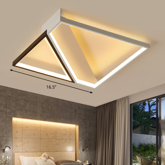 Minimalistic Metal LED Ceiling Light: Square Flush Mount for Bedroom, in Black and White