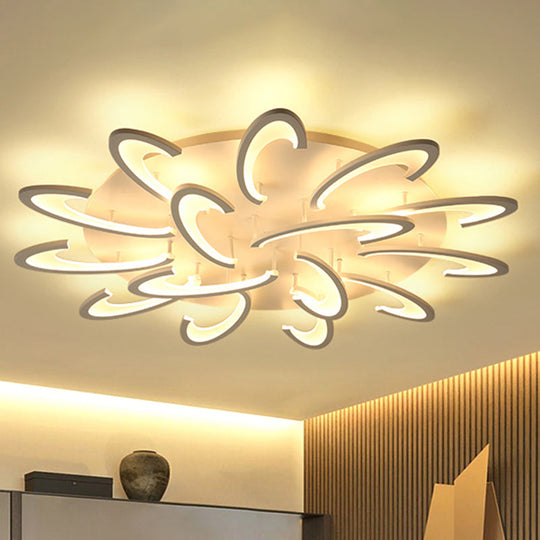 Modern LED Flush Mount Ceiling Light in White with Floral Acrylic Design for Living Room