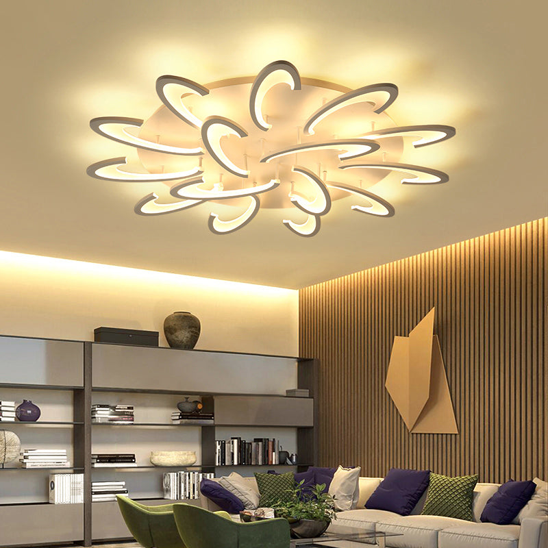 Modern LED Flush Mount Ceiling Light in White with Floral Acrylic Design for Living Room