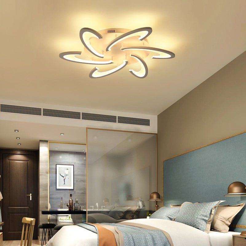 Modern LED Flush Mount Ceiling Light in White with Floral Acrylic Design for Living Room