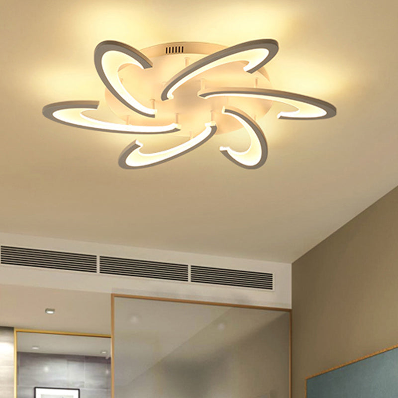 Modern LED Flush Mount Ceiling Light in White with Floral Acrylic Design for Living Room