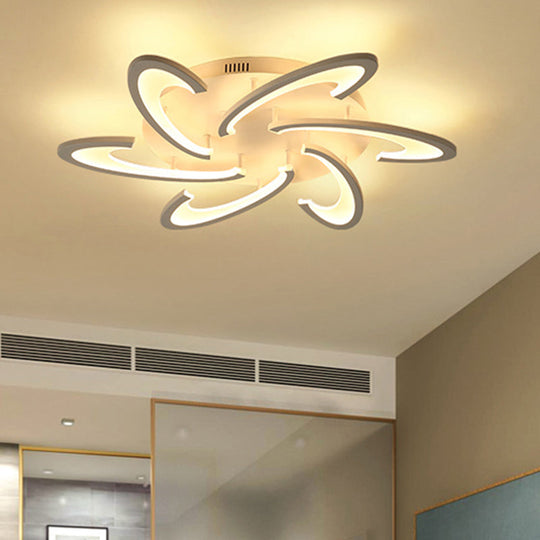 Modern LED Flush Mount Ceiling Light in White with Floral Acrylic Design for Living Room