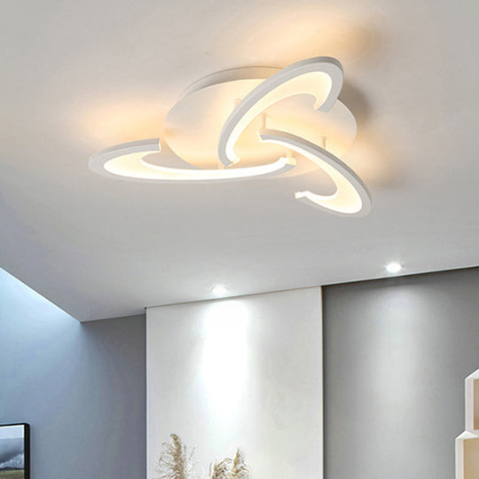 Modern LED Flush Mount Ceiling Light in White with Floral Acrylic Design for Living Room