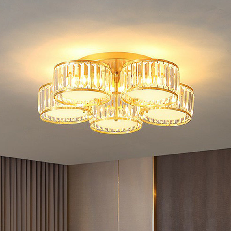 Minimalistic Clear Crystal Flower Flush Mount Ceiling Light For Bedroom / 26