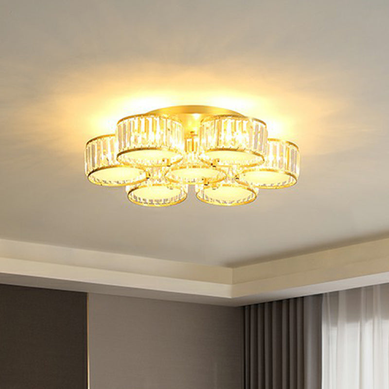 Minimalistic Clear Crystal Flower Flush Mount Ceiling Light for Bedroom