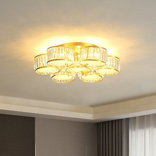 Minimalistic Clear Crystal Flower Flush Mount Ceiling Light for Bedroom