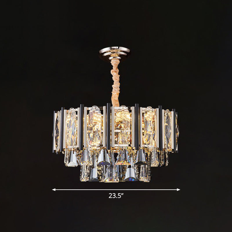 Clear Crystal Layered Chandelier - Modern Suspension Lighting For Living Room 11 /