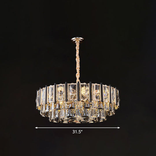 Clear Beveled Crystal Modern Layered Chandelier - Elegant Suspension Lighting for Living Rooms