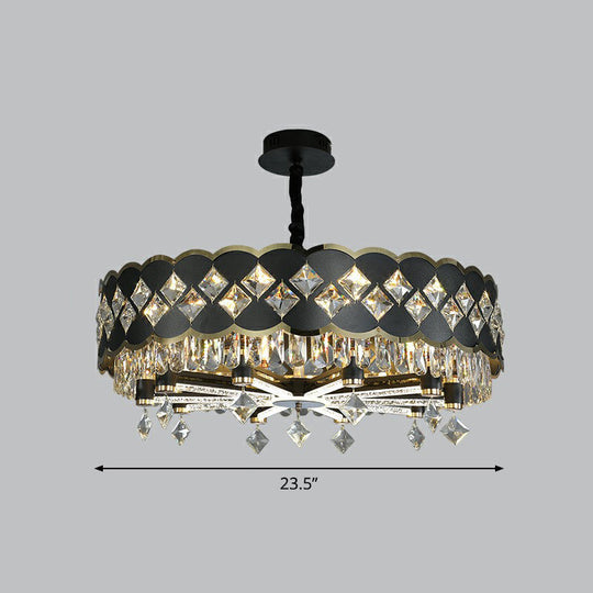 K9 Crystal Pendant Chandelier for Dining Room in Postmodern Black Design