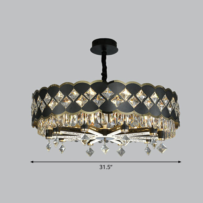 K9 Crystal Pendant Chandelier for Dining Room in Postmodern Black Design