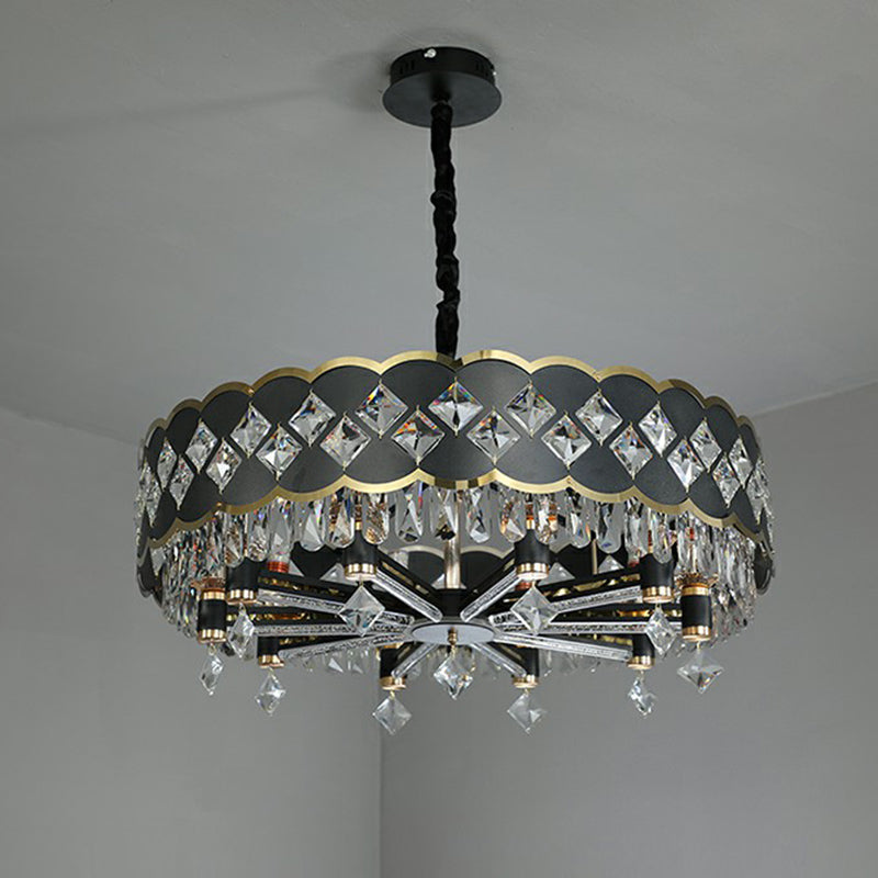 K9 Crystal Pendant Chandelier for Dining Room in Postmodern Black Design