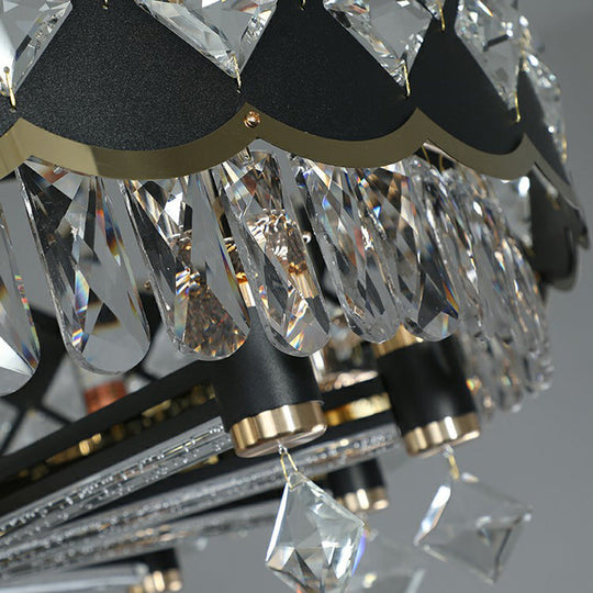 K9 Crystal Pendant Chandelier for Dining Room in Postmodern Black Design