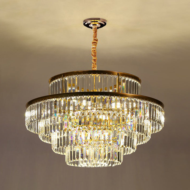 Modern Crystal Chandelier Pendant Light For Living Room With Circular Suspension 11 / Clear