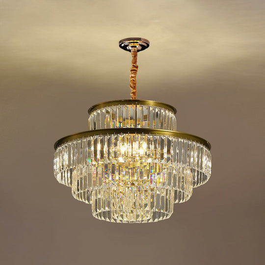 Modern Crystal Chandelier Pendant Light For Living Room With Circular Suspension 8 / Clear