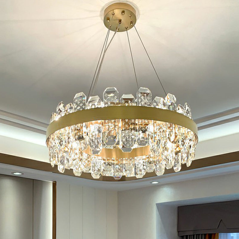 Minimalist Gold Plated Crystal Pendant Light with 8 Bulbs