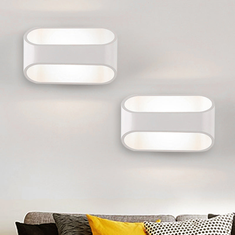 White Aluminum Led Bathroom Wall Sconce - Contemporary Rectangular Style