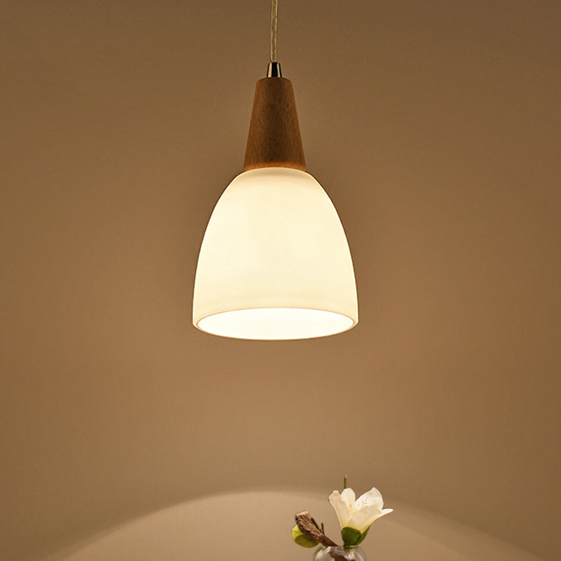 Bowl Drop Pendant 1/2/3-Head Nordic Hanging Lamp Kit - Matte White Glass Beige Dining Room Lighting