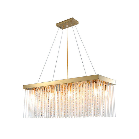 Modern Rectangular Crystal Pendant Ceiling Light - Gold Led Chandelier 23.5/31.5/39 Wide