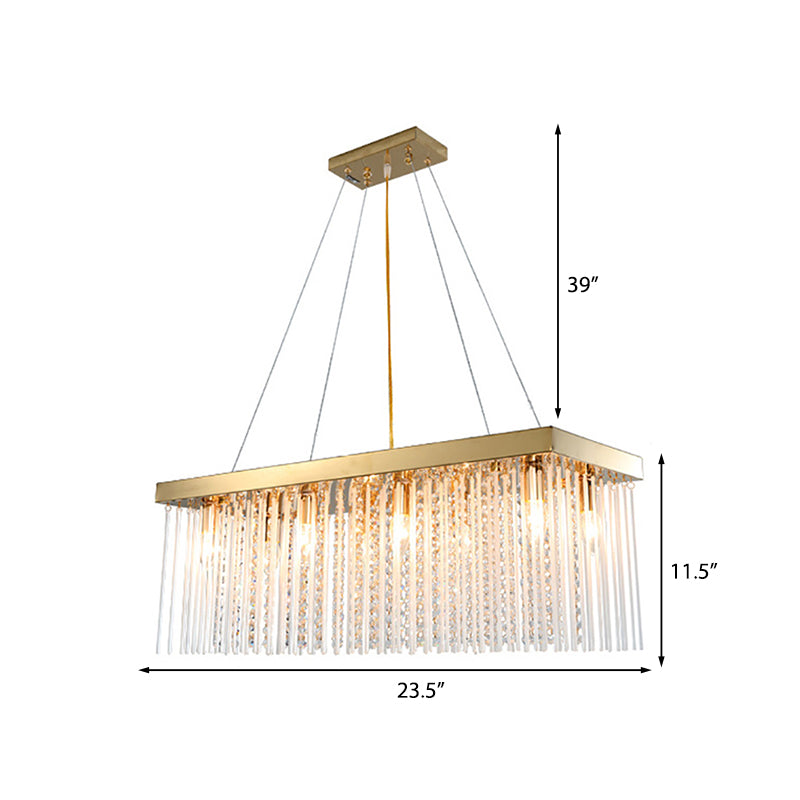 Modern Rectangular Crystal Pendant Ceiling Light - Gold Led Chandelier 23.5/31.5/39 Wide