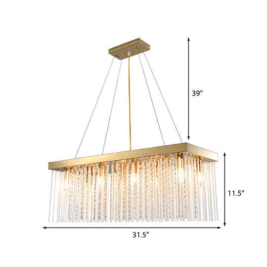 Modern Rectangular Crystal Pendant Ceiling Light - Gold Led Chandelier 23.5/31.5/39 Wide