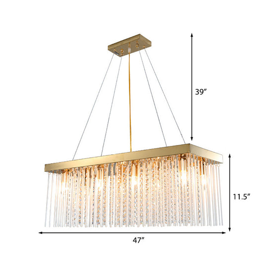 Modern Rectangular Crystal Pendant Ceiling Light - Gold Led Chandelier 23.5/31.5/39 Wide