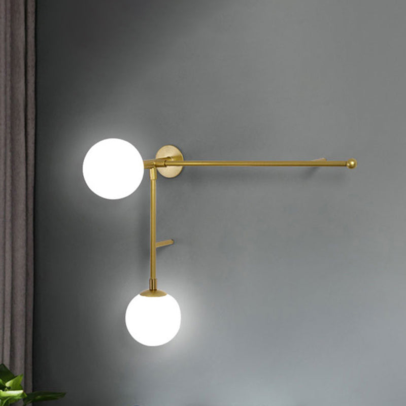 Modern Wall Lamp With Crossed Lines Glass Shade Black/Gold Finish - 2/4 Lights 2 / Gold