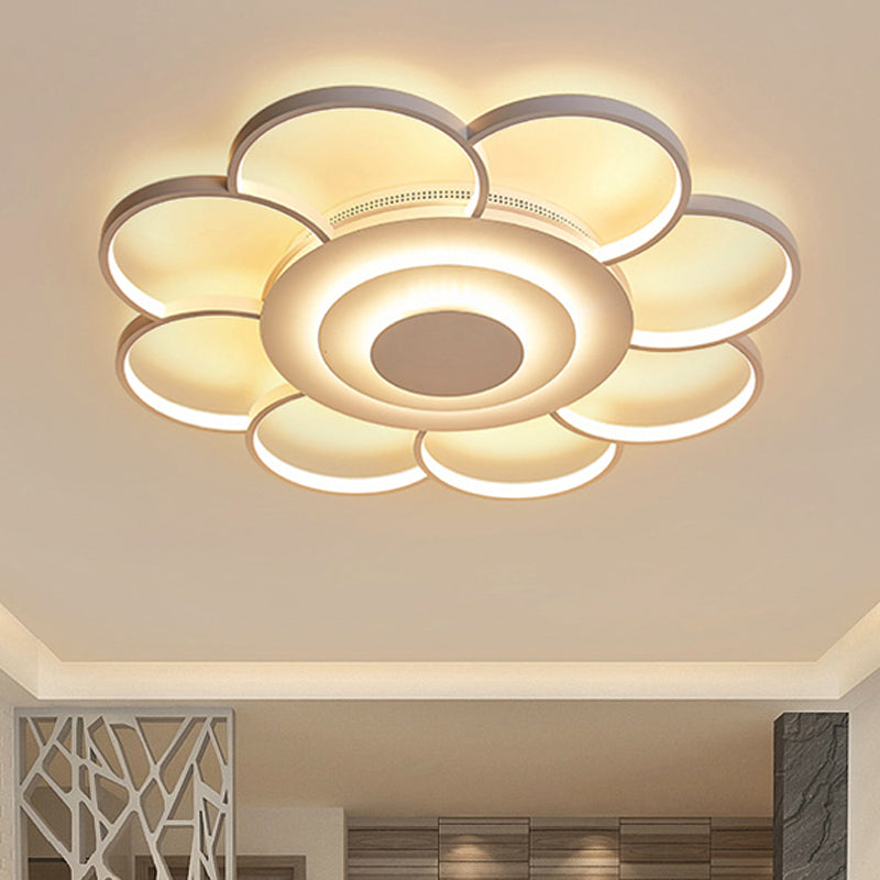 31.5"/39" Flower Flushmount Acrylic LED White Ceiling Light in Warm/White/Natural Light - Simple & Wide