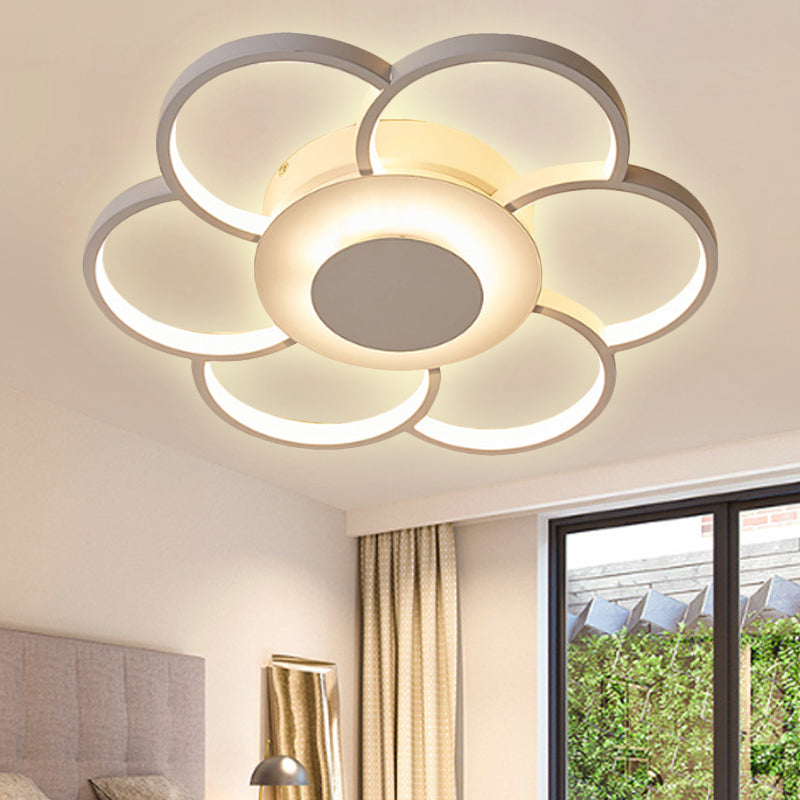 Floral Bedroom LED Flush Mount Light: Simple Ceiling Fixture in Warm/White/Natural Light, Acrylic Material, 19.5"/25.5" Wide