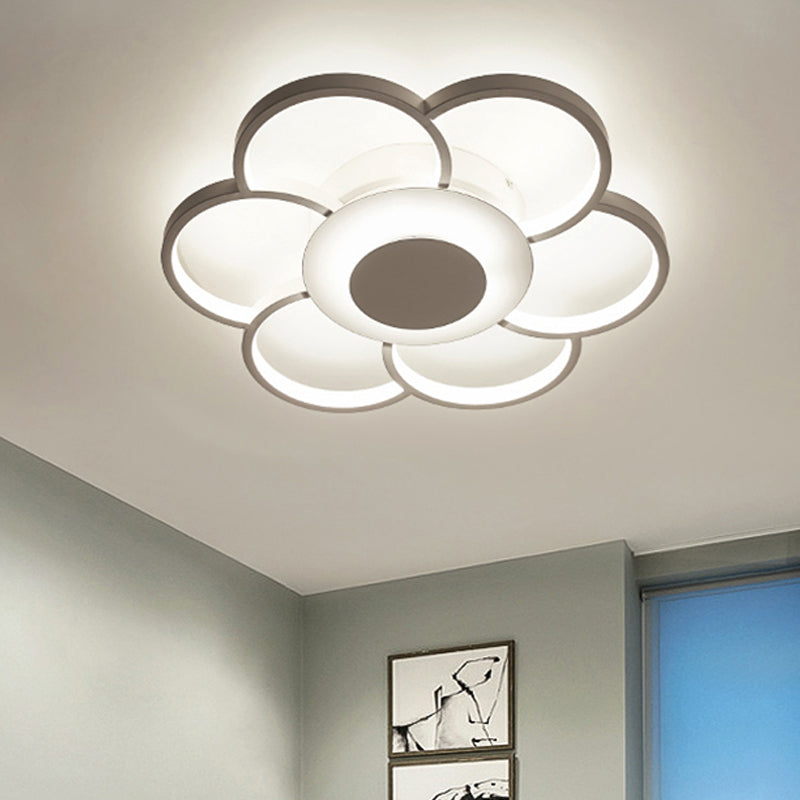 Floral Bedroom LED Flush Mount Light: Simple Ceiling Fixture in Warm/White/Natural Light, Acrylic Material, 19.5"/25.5" Wide