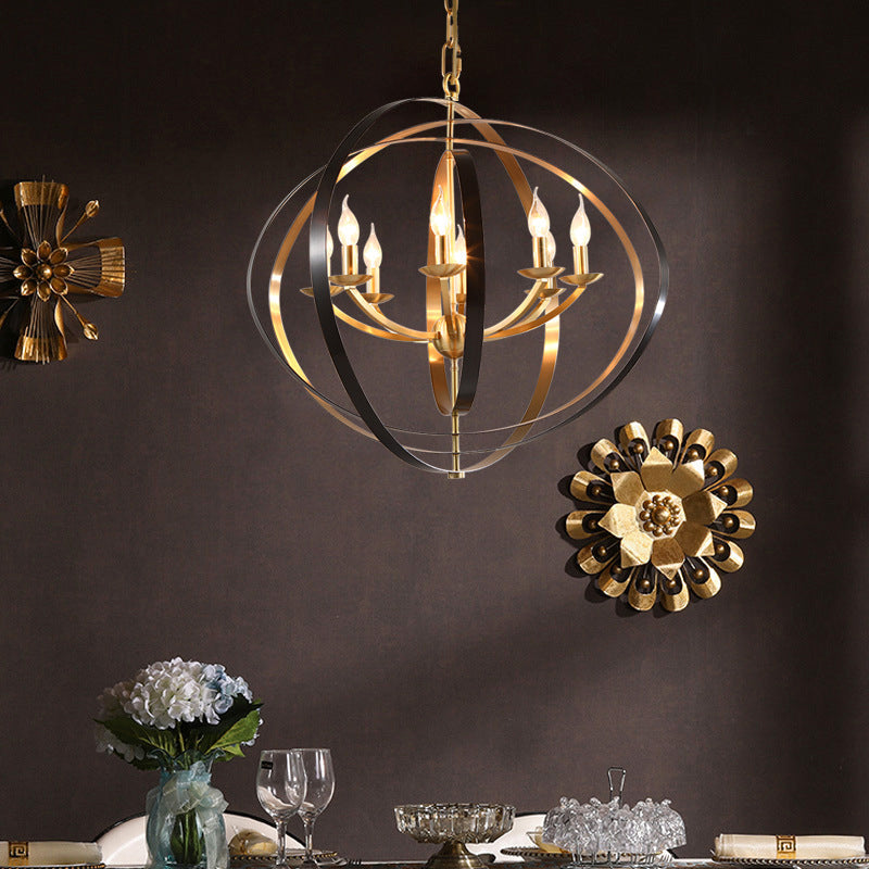 Classic Gold Pendant Chandelier - 8-Light Metal Hanging Light For Living Room