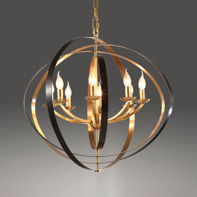 Classic Gold Pendant Chandelier - 8-Light Metal Hanging Light For Living Room