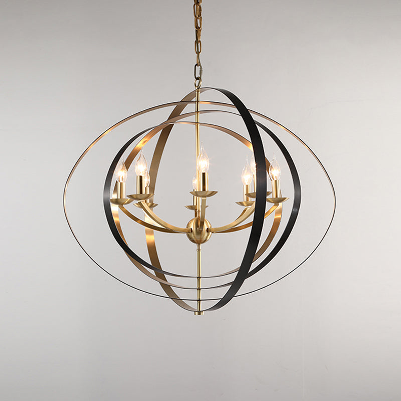 Classic Gold Pendant Chandelier - 8-Light Metal Hanging Light For Living Room