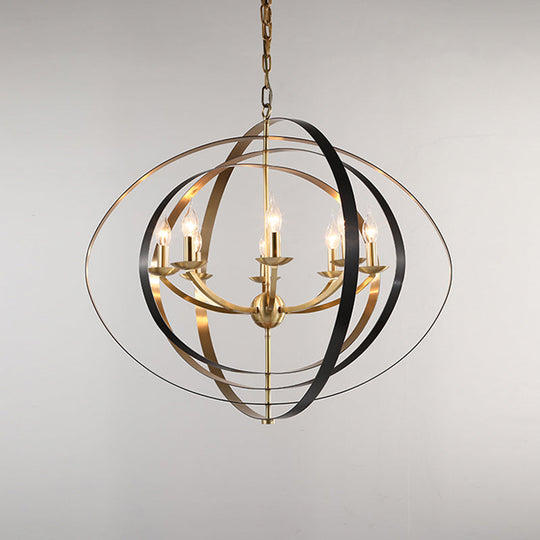 Classic Gold Pendant Chandelier - 8-Light Metal Hanging Light For Living Room