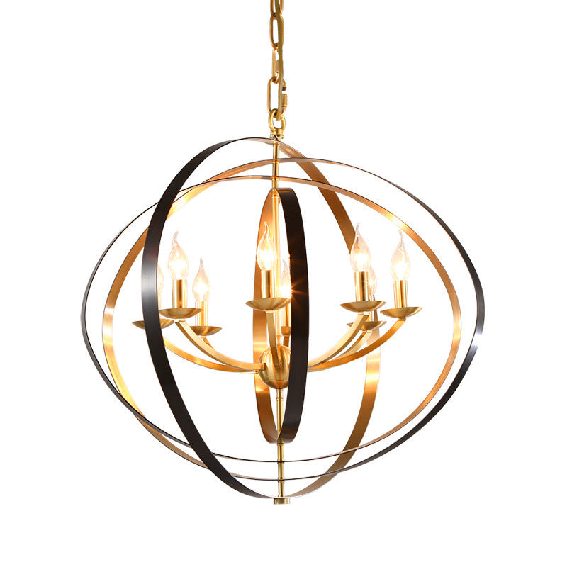 Classic Gold Pendant Chandelier - 8-Light Metal Hanging Light For Living Room