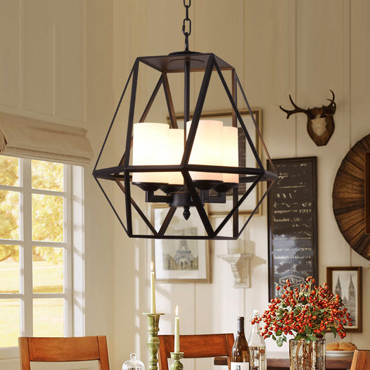 Metal Geometric Hanging Chandelier - Traditional 3-Light Pendant Light With Shade/Without Shade