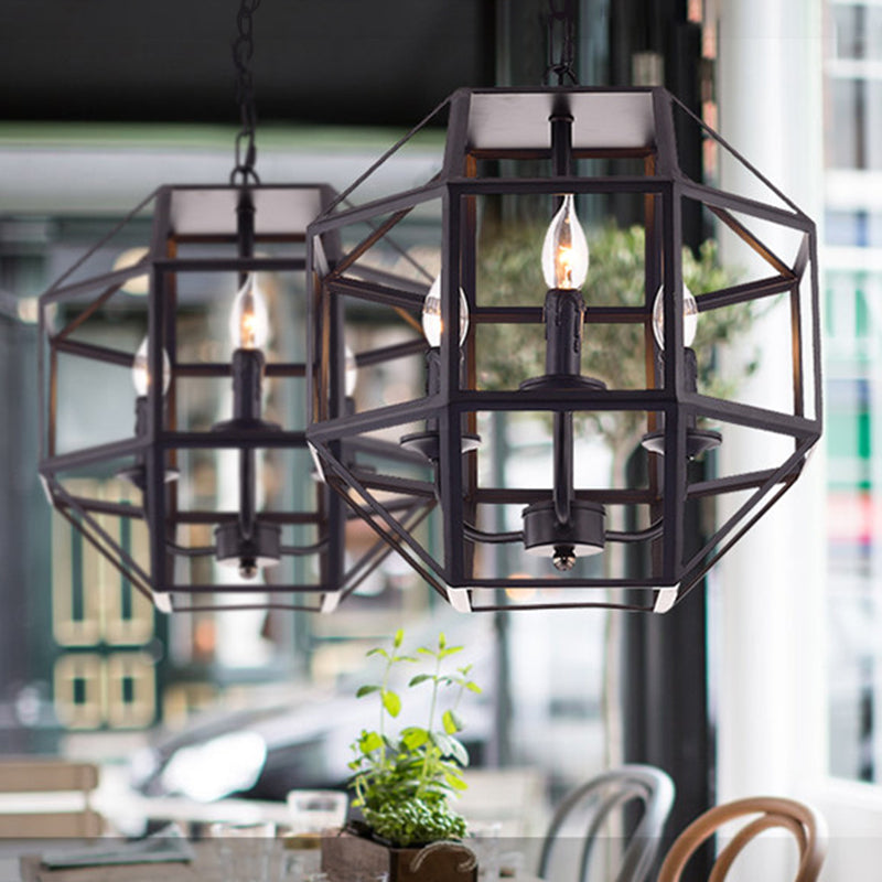 Metal Geometric Hanging Chandelier - Traditional 3-Light Pendant Light With Shade/Without Shade