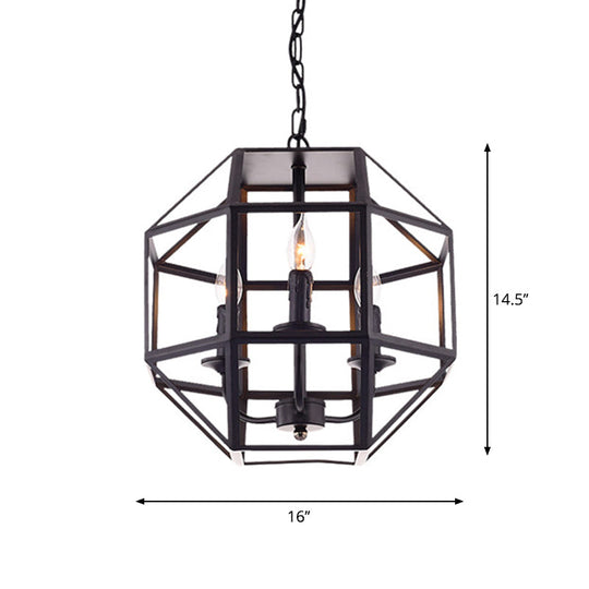 Metal Geometric Hanging Chandelier - Traditional 3-Light Pendant Light With Shade/Without Shade